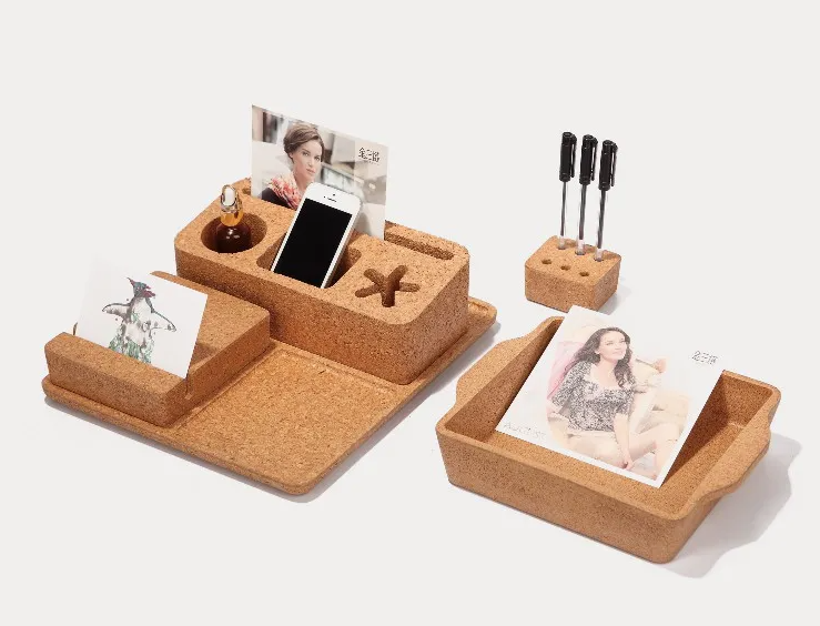 Natural Cork Desk Organizer – Eco-Friendly Office Desktop Storage Accessories