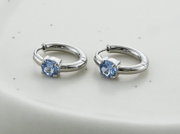 Round Zircon Gold-Plated Stainless Steel Earrings – Fashion Women's Day Gift Jewelry