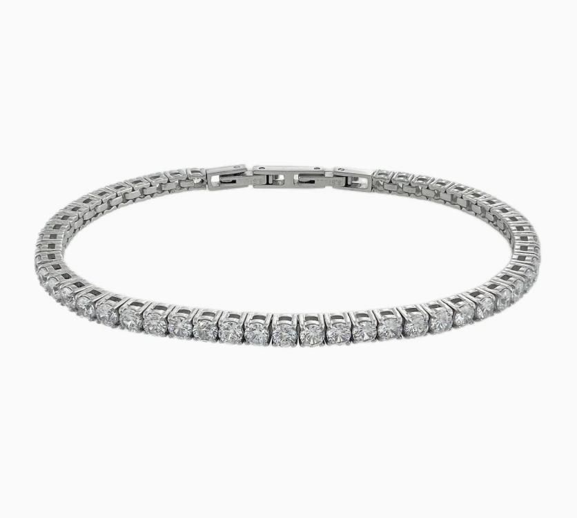 Women's Luxury Tennis Bracelet – White Zirconia Stainless Steel Chain Bracelet
