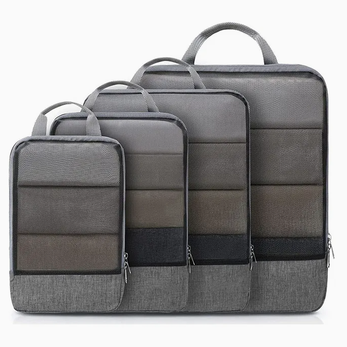 4-Pack Expandable Compression Packing Cubes with Zipper – Travel Clothes & Luggage Organizers